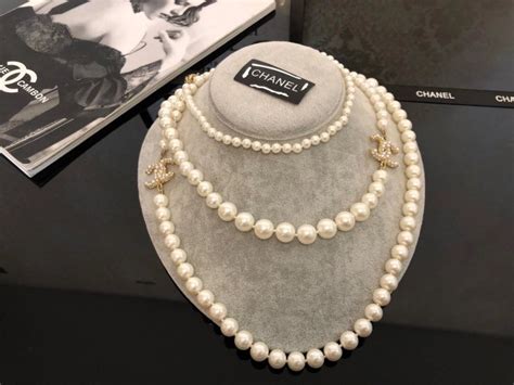 chanel logo pearl necklace replica|cheap knock off chanel jewelry.